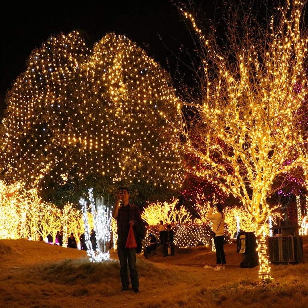 Lichternetz Außen 6x4m 627 LED Lichterkette Netz,8 Modi Lichterkettennetz Wasserdicht Lichtervorhang für Zimmer Wand Hochzeit Zaunbüsche Garten Deko(Size:6m*4m)