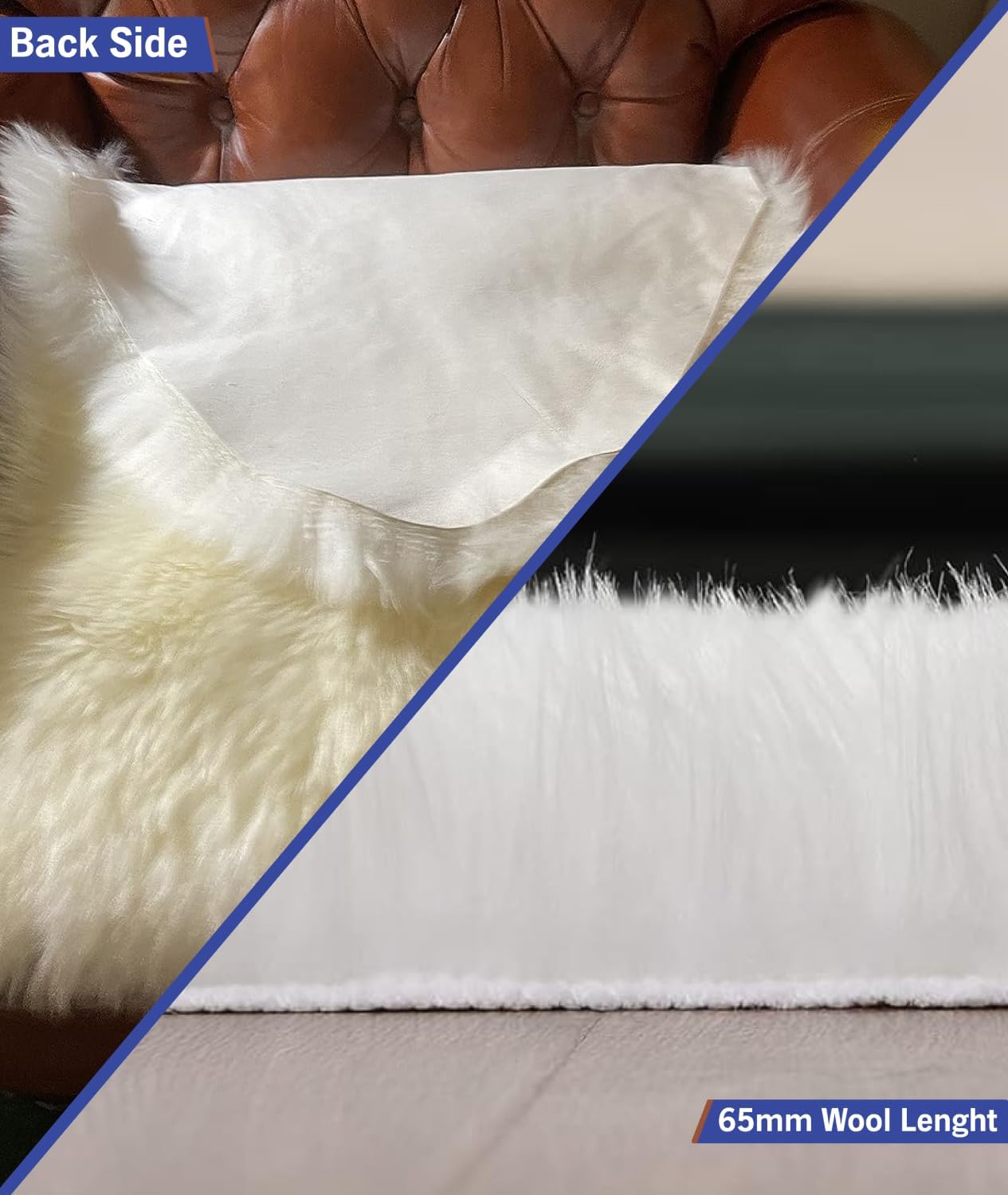 Cowhides Direct Authentic Sheepskin Rug - White Fur Rug for Bedrooms, Chair Throws & More - Fluffy & Soft New Zealand Sheepskin Rugs (2’x3’)