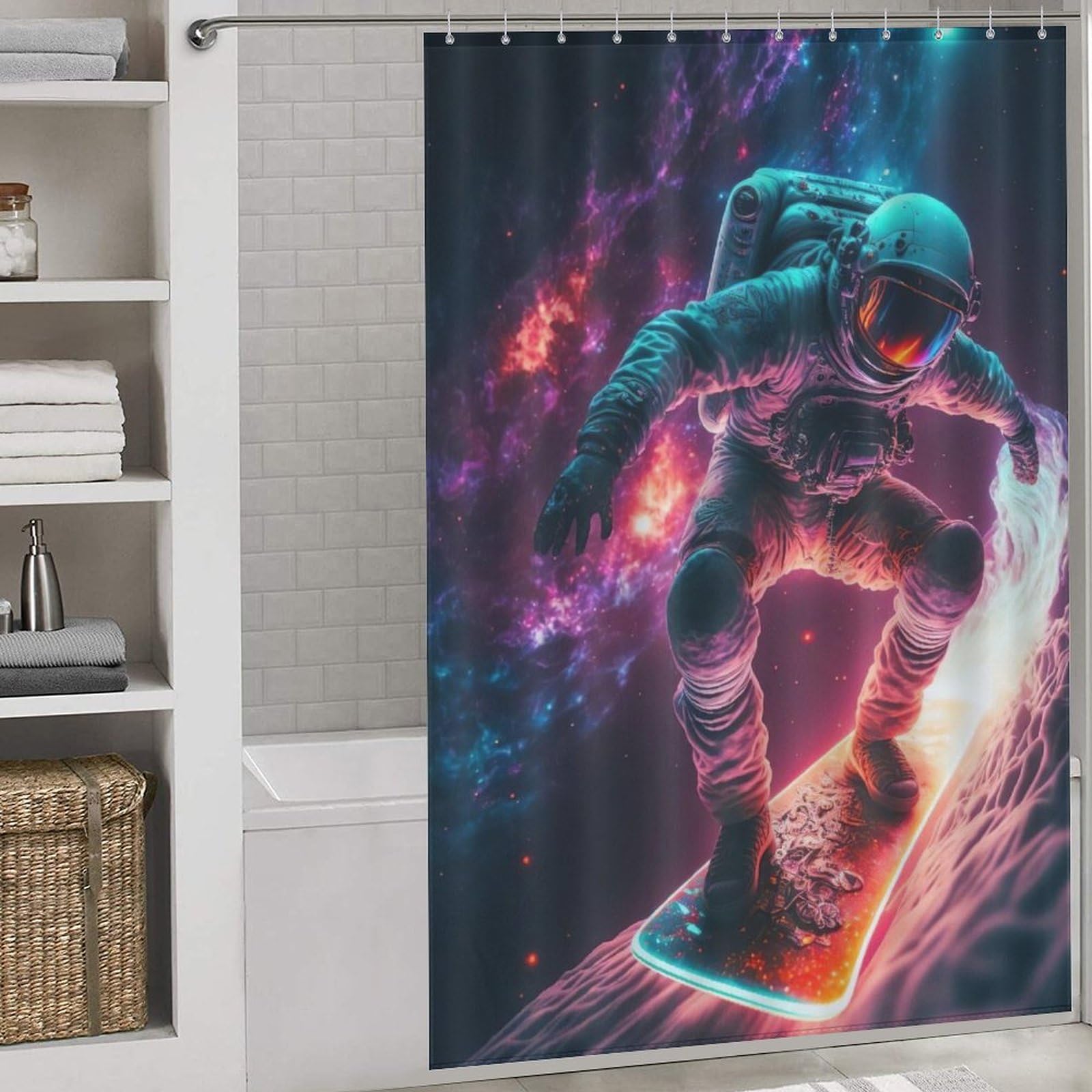 Rideau de douche astronaute idéal pour la salle de bains des enfants et ados