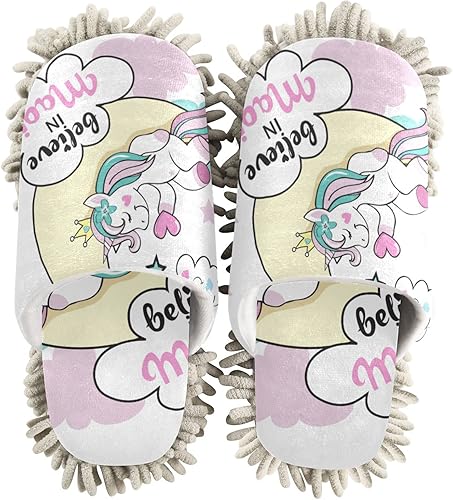 Miniatura 1 de Unicorn Moon Magic Mopa - Pantuflas para limpiar el suelo, lavables, polvo sucio, limpiador de cabello, calcetines de microfibra para cocina,