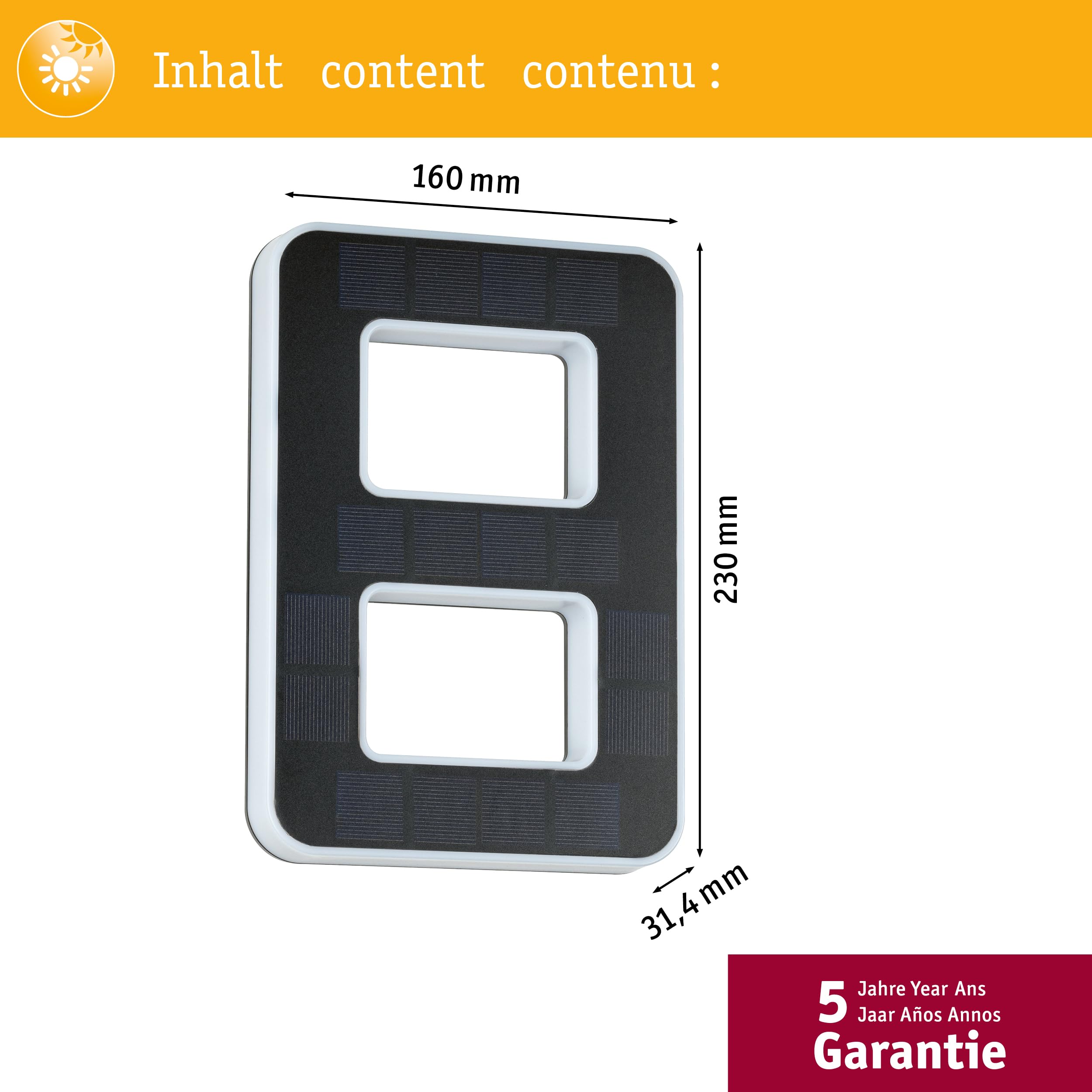 Paulmann 79849 LED Solar Hausnummer 8 IP44 Warmweiß Akku wechselbar incl. 1x0,2 Watt Solarleuchte Schwarz Solarlampe Kunststoff Solarlicht 3000 K