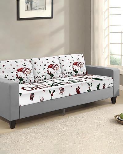 Miniatura 2 de Wowouhiya Christmas Couch Cushion Covers, Stretch Sofa Cover with Elastic Bottom, Xmas Gnomes Winter Snowflake Berry Botanical Sofa Slipcovers