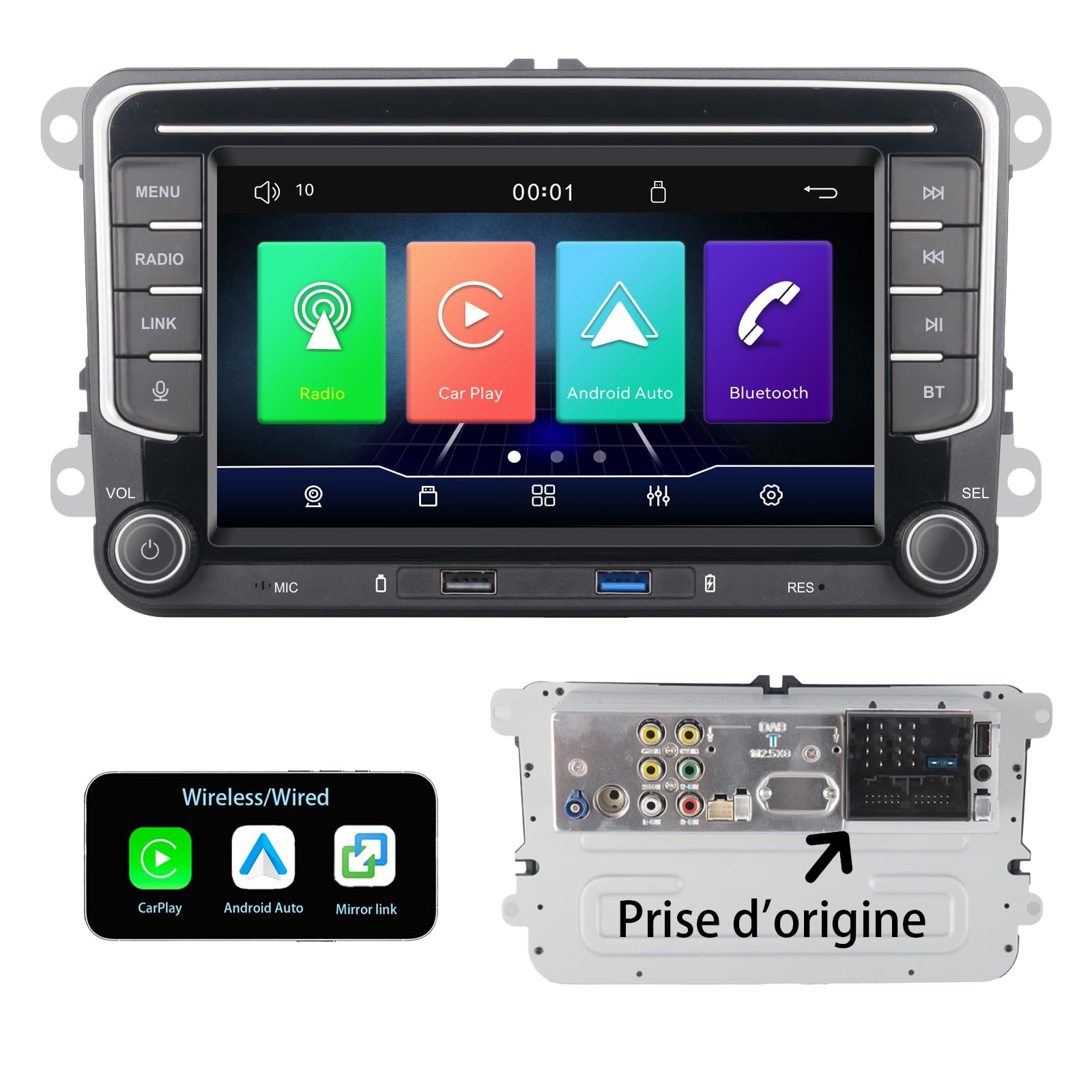 Autoradio Linux 100W HiFi et Android Auto pour VW Passat - 8