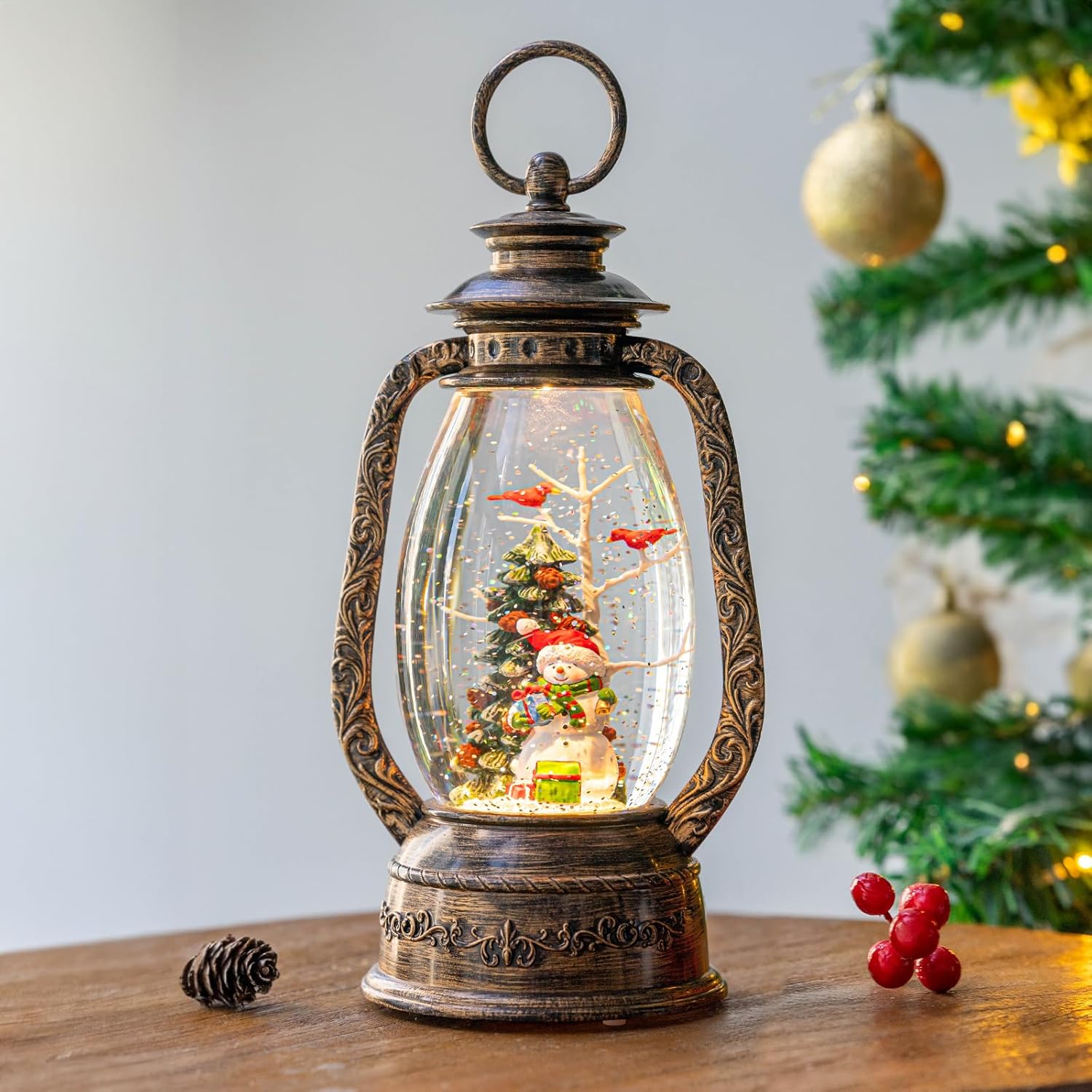 12'' Christmas Musical Snow Globe Lantern Spinning Water