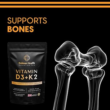 Vitamin D3 + K2 Capsules | 5000 IU Vitamin D3 & 100µg Vitamin K2 MK-7 | Supports Bones, Teeth, Muscles & Immune Function | 60 Vegetarian Capsules | Non-GMO | Gluten-Free Vitamin D Supplement
