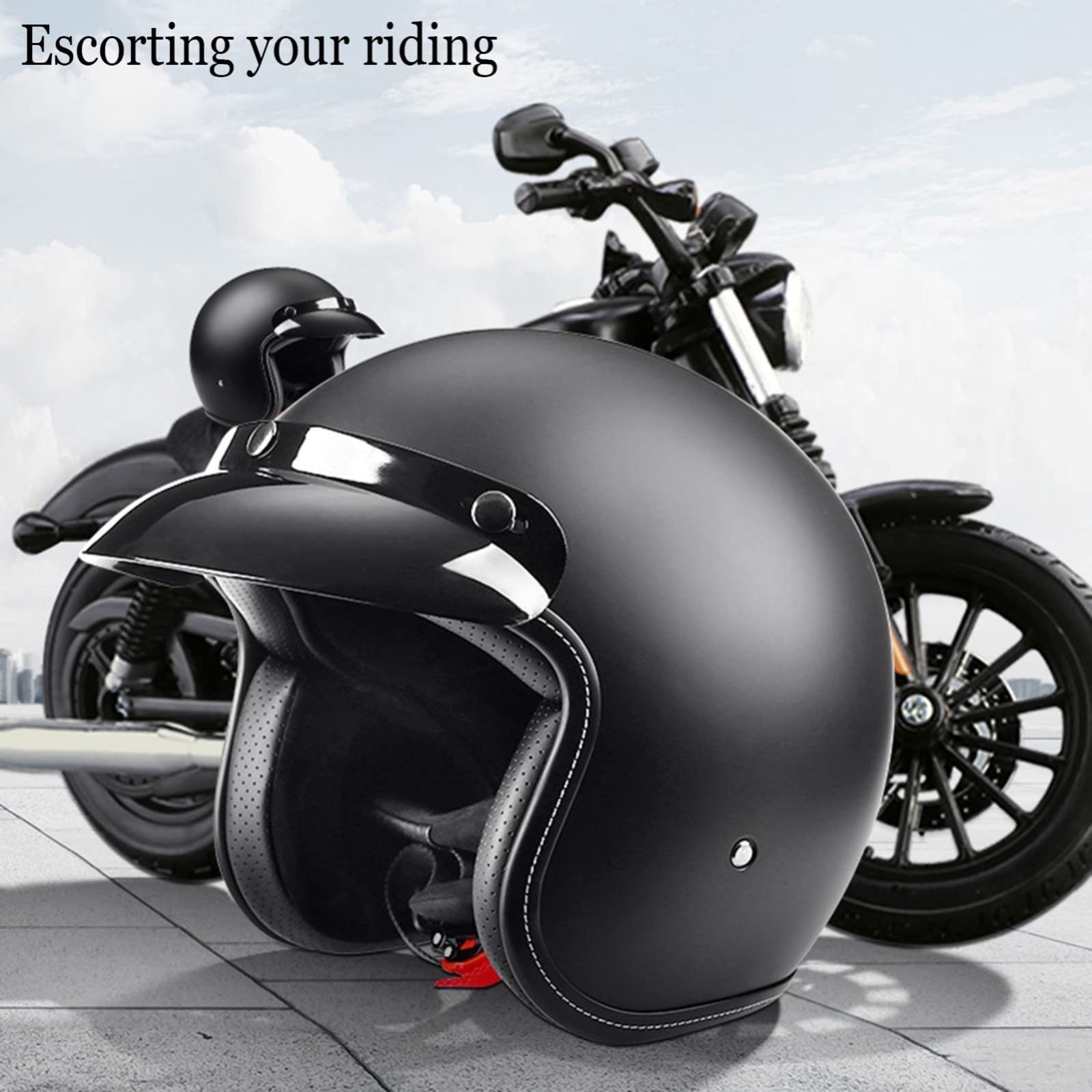 Kask typu cruiser chopper z otwartą twarzą, homologowany przez ECE, kask do skutera i motoroweru(A,M=5657CM)