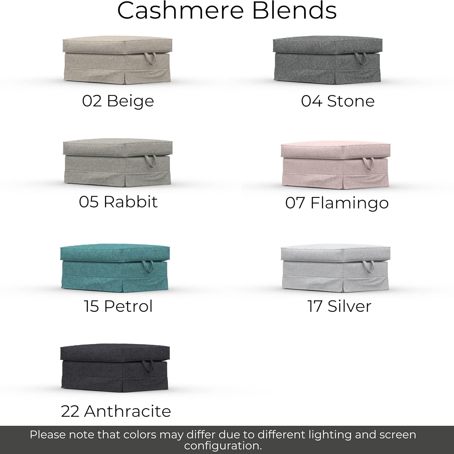 comfortly | Cover for Ektorp Footstool, Replacement Slipcover, Heavy Duty 2 pcs Cover, Pets and Stain Proof Durable Nano-Tech Fabric, Easy to Clean & Replace (Cashmere Blends - Beige)