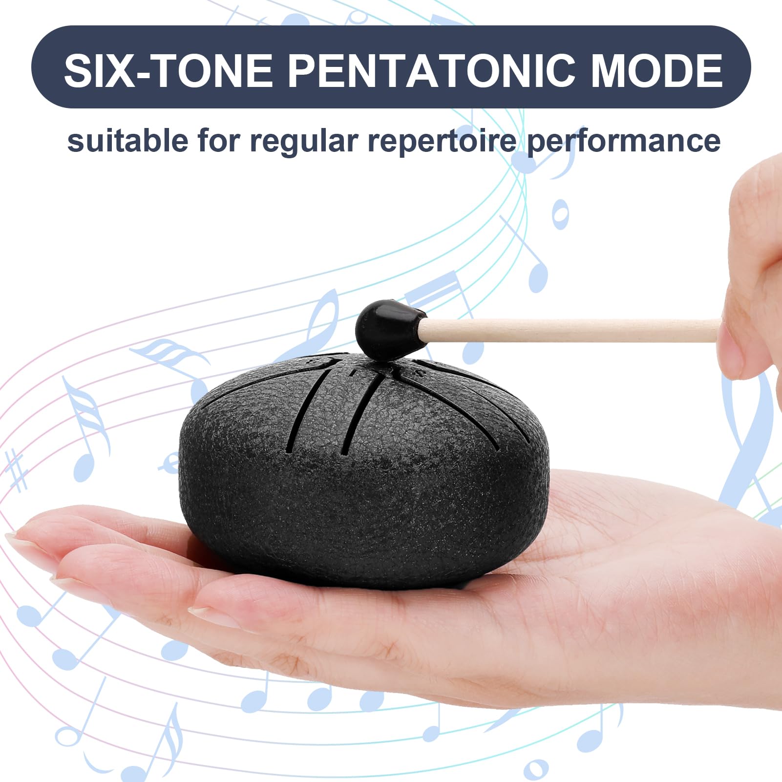 2PCS Rain Drum for Outside, Steel Tongue Drum Rain Chime, 3 Inch 6 Notes Hand Drums, Mini Handpan Drum Percussion Instrument for Musical Education Entertainment Meditation Yoga Zen (Black, Dark Blue)