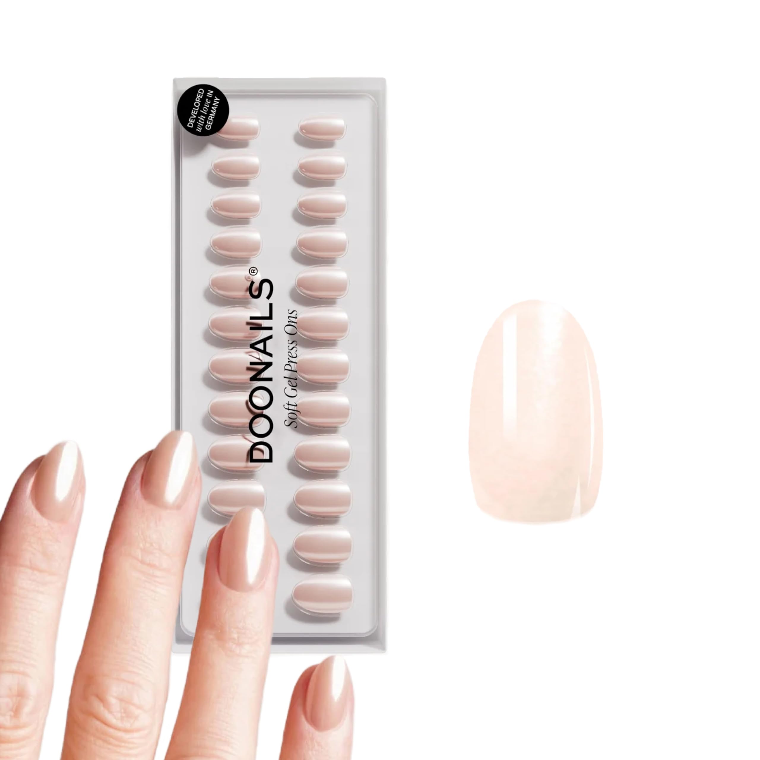 DOONAILS Short Round Press-Ons, Prosecco Champagne Nude, 30 Nails