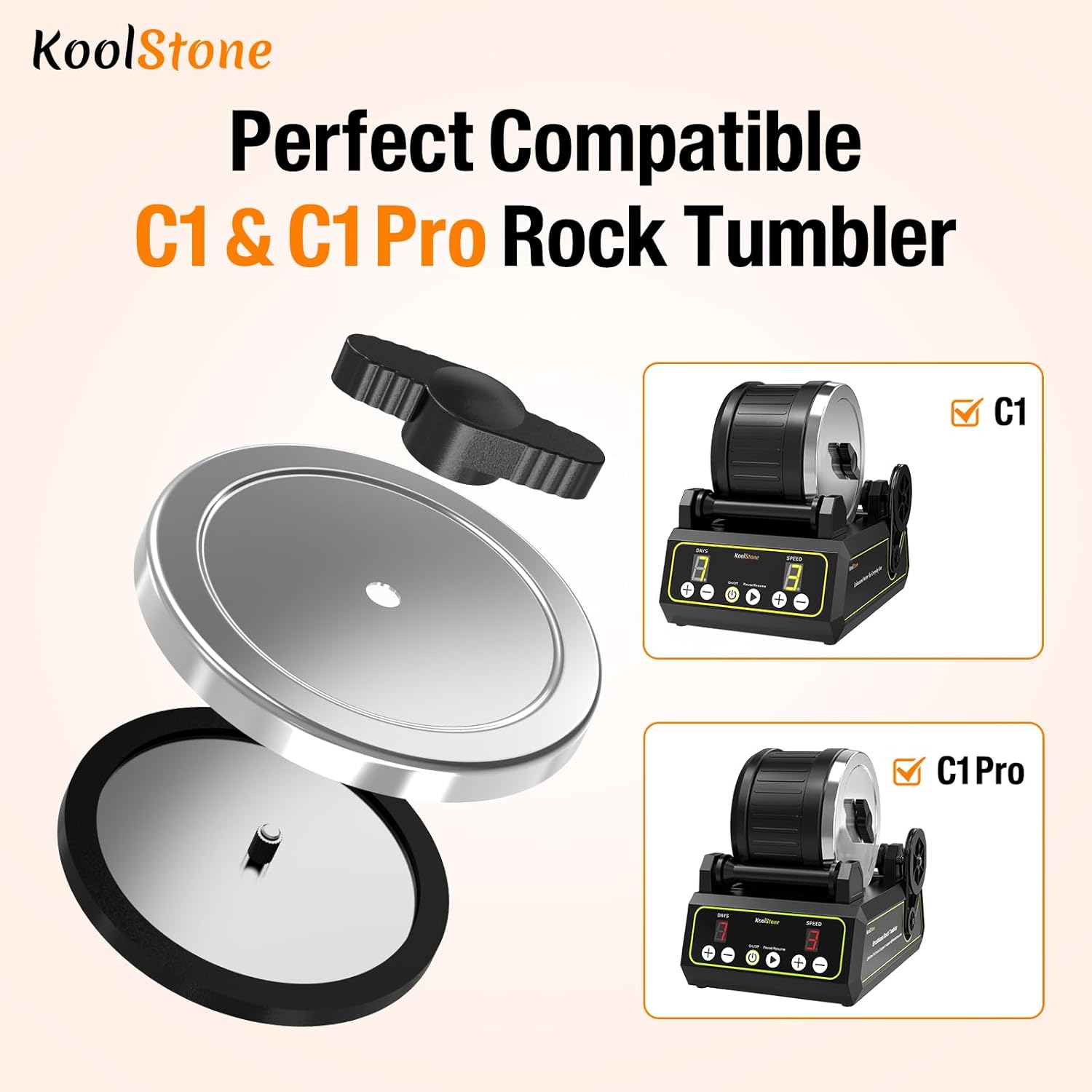 Rock Tumbler Barrel 's Top Lid Accessories, Only Compatiable C1 C1 Pro Rock Tumbler, Diameter 5 inches