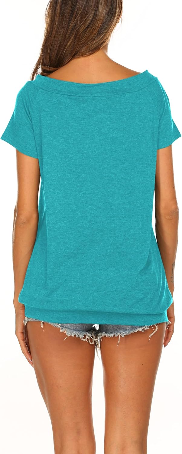 Halife Women's Off The Shoulder Tops Summer Casual Short Sleeve T Shirts - Image 5