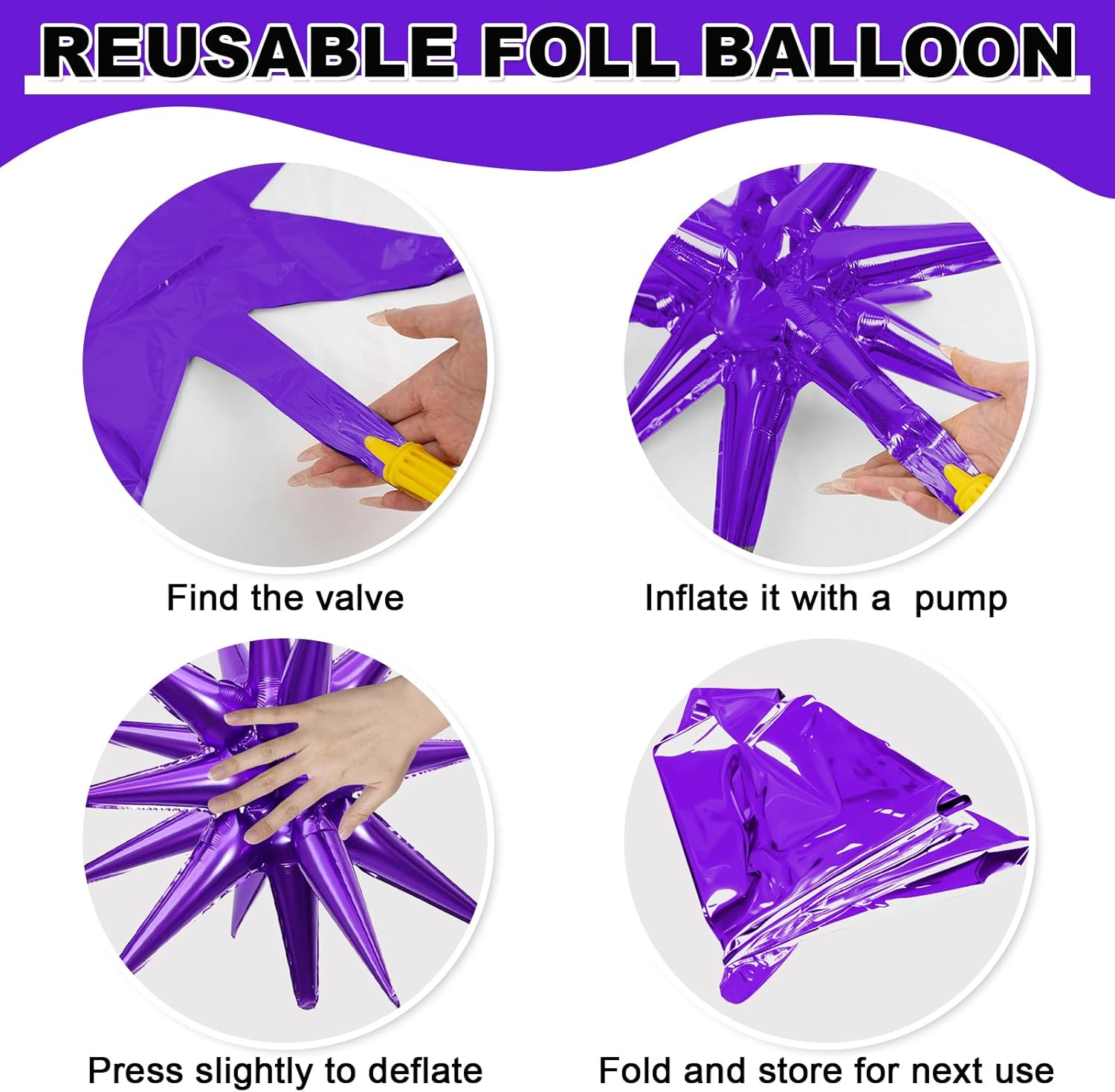 9Pcs Dark Purple Star Balloons, Large Explosion Star Foil Balloons, Metallic Purple Mylar Spike Balloon for Birthday Wedding Anniversary New Year Christmas Graduation Party,3 Pcs 27Inch & 6 Pcs 22Inch
