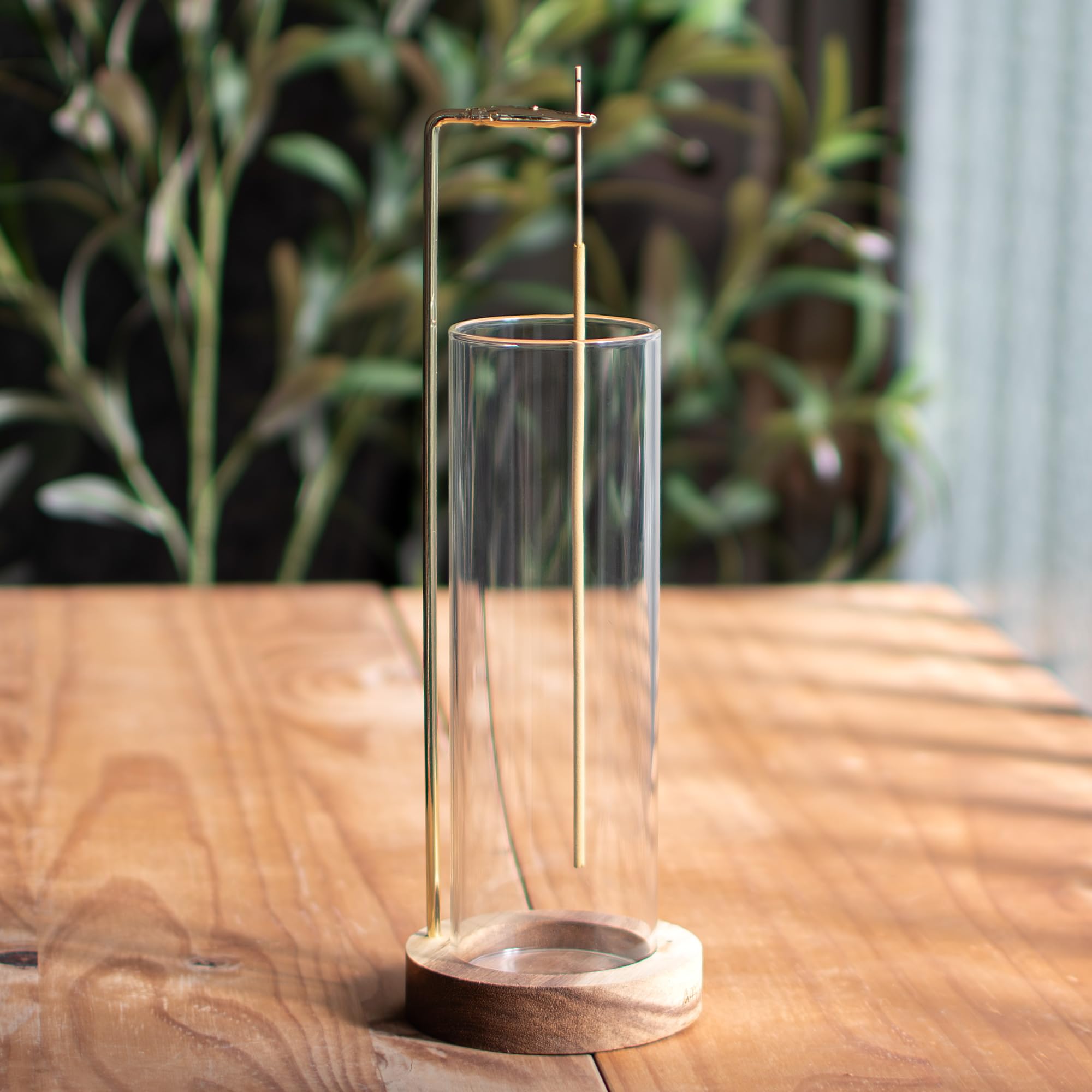 Amazon.co.jp: Ampoule インセンスホルダー お香立て 天然木 ガラス 灰