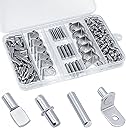 120Pcs Shelf Pins Kit,4 Styles Nickel Plated Shelf Support Pegs,Plated Shelf Pins Holders for Bookcase Kitchen Closet Shelf Shelves Furniture Cabinet，5mm (1/4 inch) cabinet shelf pegs