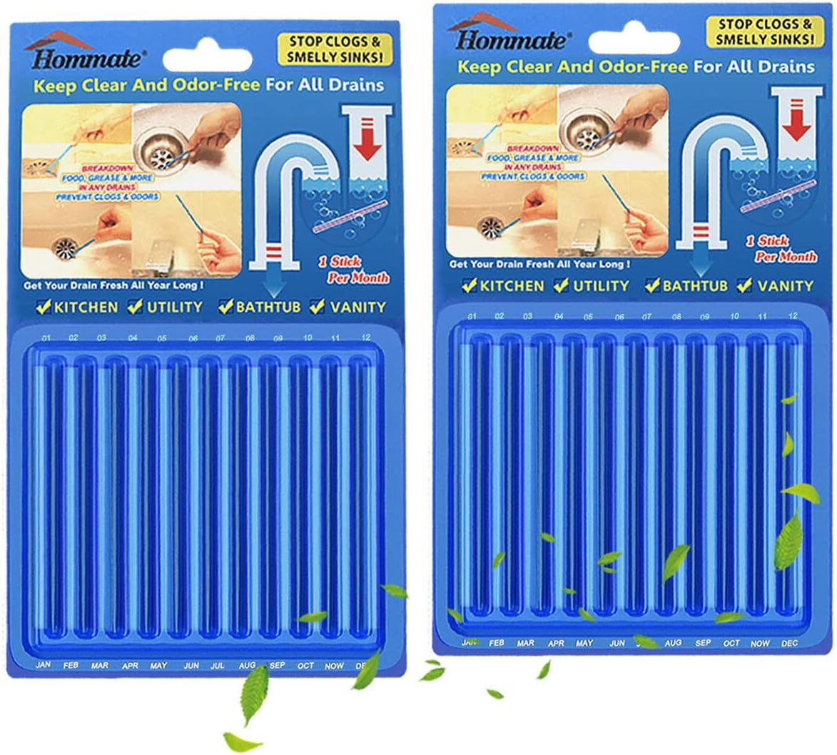 Drain Sticks Drain Stix Drain Cleaner Deodorizer Drainstix for Preventing Kitchen Sinks Clogs Badly Odors Blue 48pcs