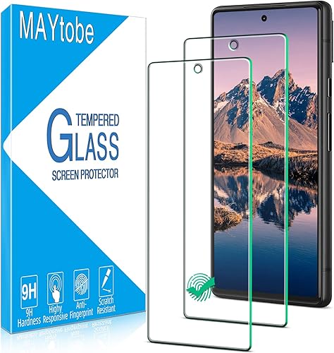 MAYtobe Paquete de 2 protectores de pantalla de vidrio templado para Google Pixel 6a 5G, compatible con huellas dactilares, antiarañazos, sin