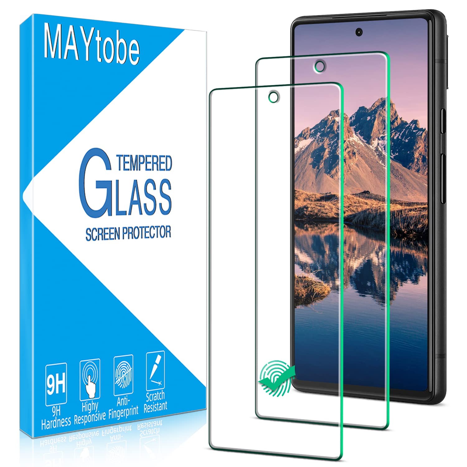 MAYtobe 2 Pack Screen Protector for Google Pixel 6a Tempered Glass, Case Friendly, 9H Hardness, Bubble Free, Anti-Scratch, HD Transparent, Soft Touch