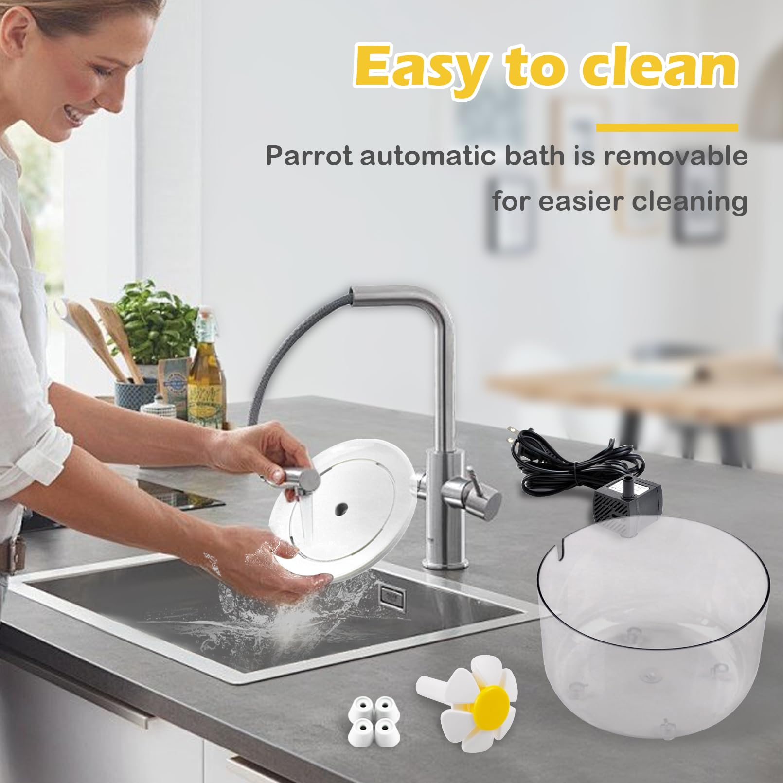 Automatic Parrot Bath,Bird Bathing with Fountains Circulating Filter Cage Cockatiel Bath with Pump Bird Bath Shower for Indoor Parakeets Budgie Cockatiels Small Feathered Pet - image 4
