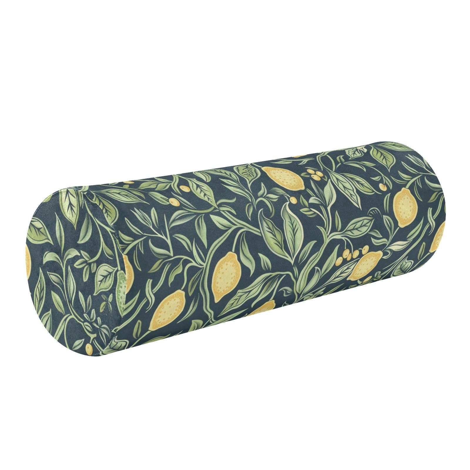 miaozhen Lemon Pattern Summer Dark Blue Neck Roll Pillow Case Cover Round Pillow for Chair almohada para Cuello 5.5''x17''