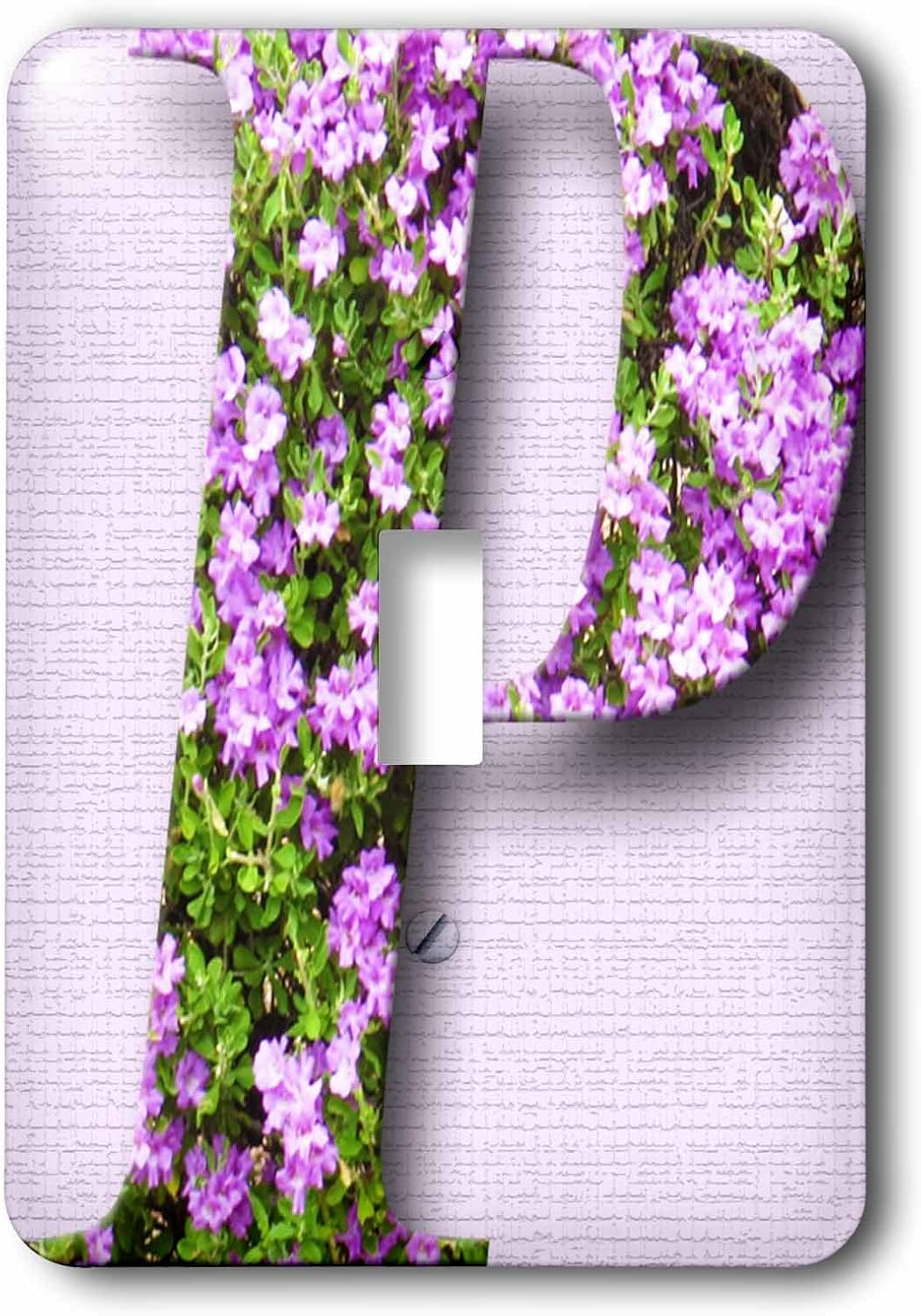 3dRose Single Toggle Switch A purple and pink P with flowers on it on a pale lilac background (lsp_280041_1)