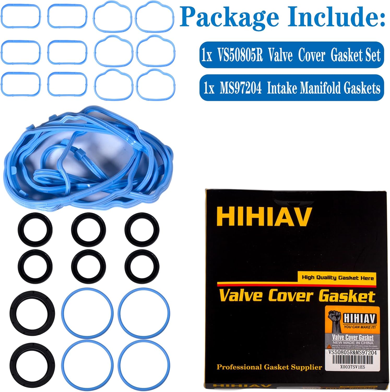 VS50805R for Dodge Charger Challenger Valve Cover Gasket Seal &MS97204 Intake Manifold Gasket 3.6L 2011-2022,Chrysler 200 300,Durango Grand Caravan Journey Jeep Cherokee,Wrangler,Ram 1500 5184596AE
