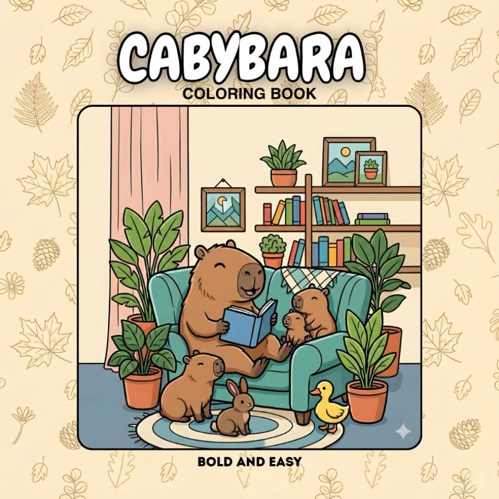 Capybara Bold and Easy Coloring Book: 50 Large Print, Stress-Free Illustrations for Relaxation and Mindfulness