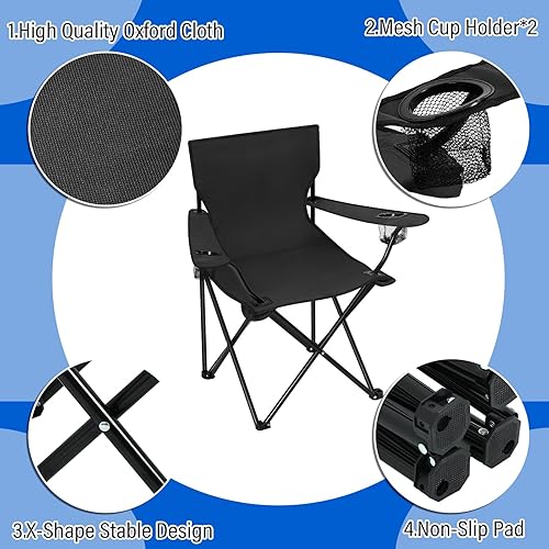 Miniatura 3 de Huwena 12 sillas plegables de camping con bolsa de transporte, sillas de césped plegables portátiles, sillas de playa ligeras y plegables con