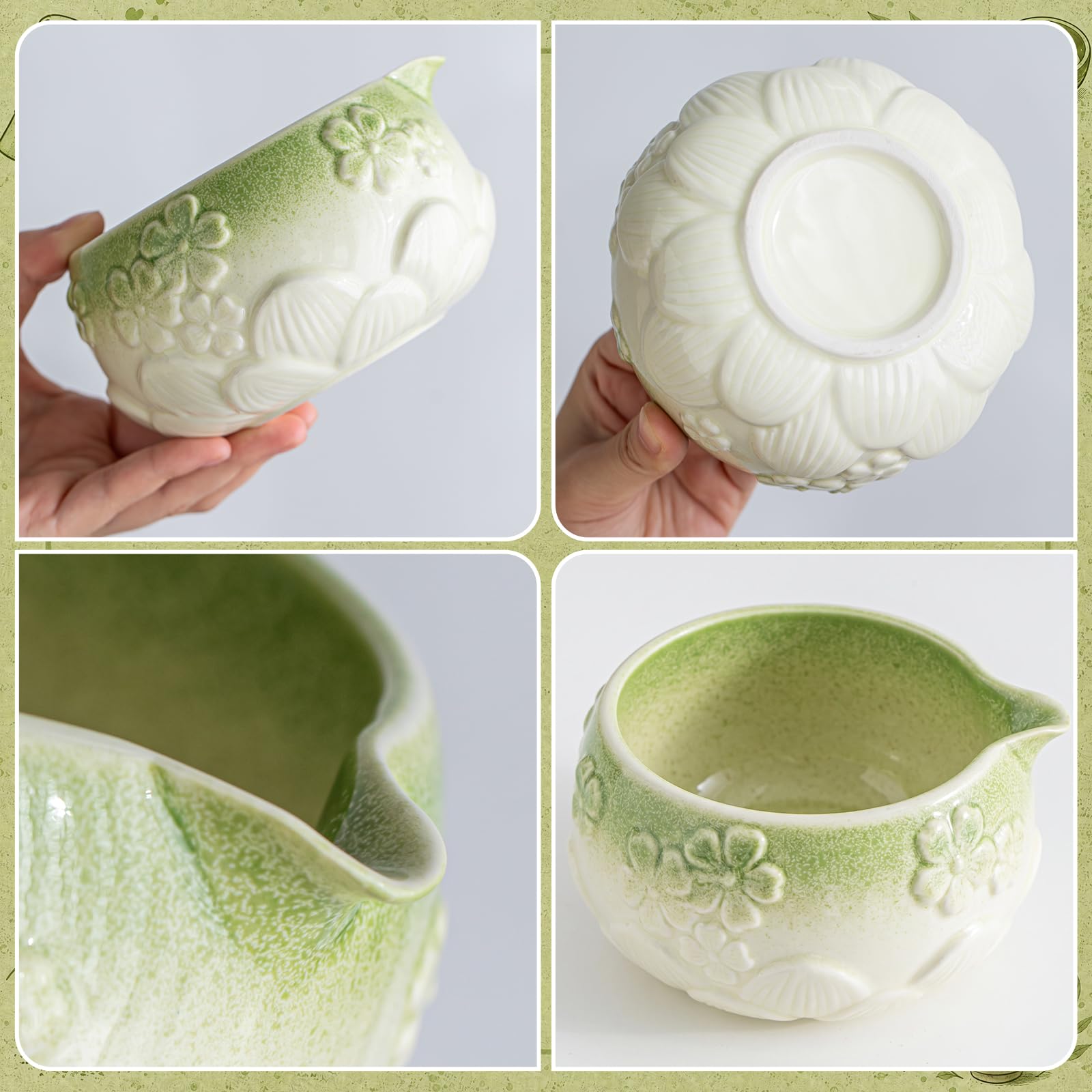 Juego de 8 batidores matcha (verde degradado)