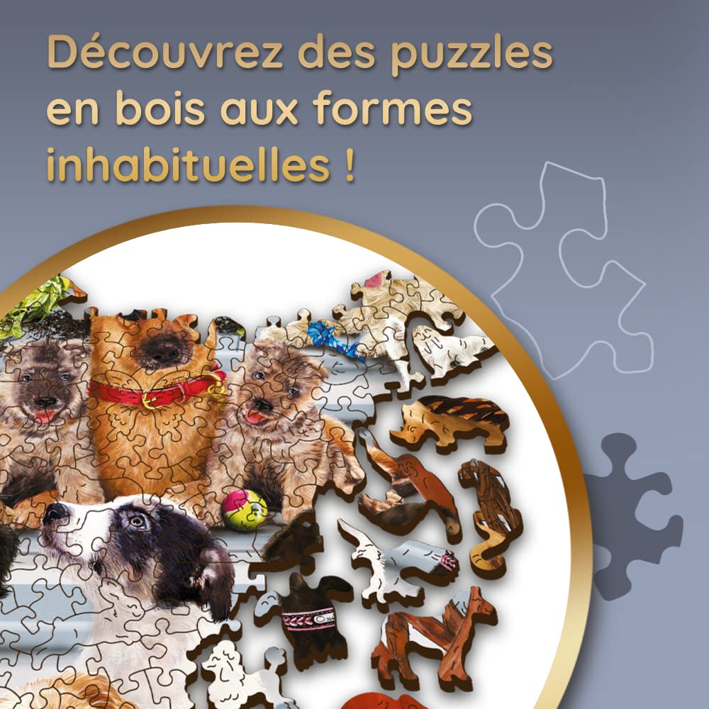Trefl - Puzzle en Bois, De L'Amitié des Chiens - 1000 Pièces, Artisanat en Bois, Formes Irrégulières, 100 Figures d'animaux, Puzzle Moderne De Qualité Supérieure, Bricolage