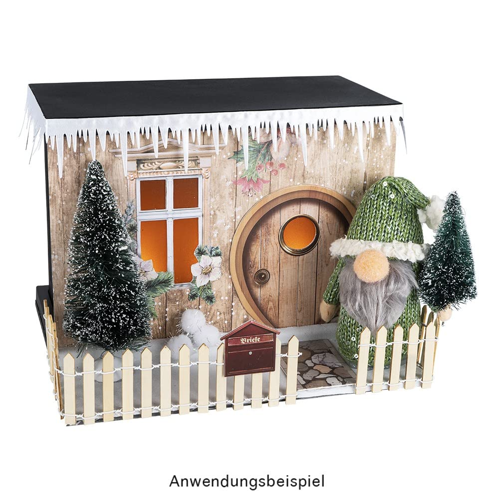 Ideen mit Herz Kominek LED, dekoracyjny, elektryczny, na baterie, bez ogrzewania, realistyczny efekt ognia / płomienia, 25,5 x 13,5 x 18 cm, z funkcją timera (18 godzin włączony / 6 godzin wyłączony)