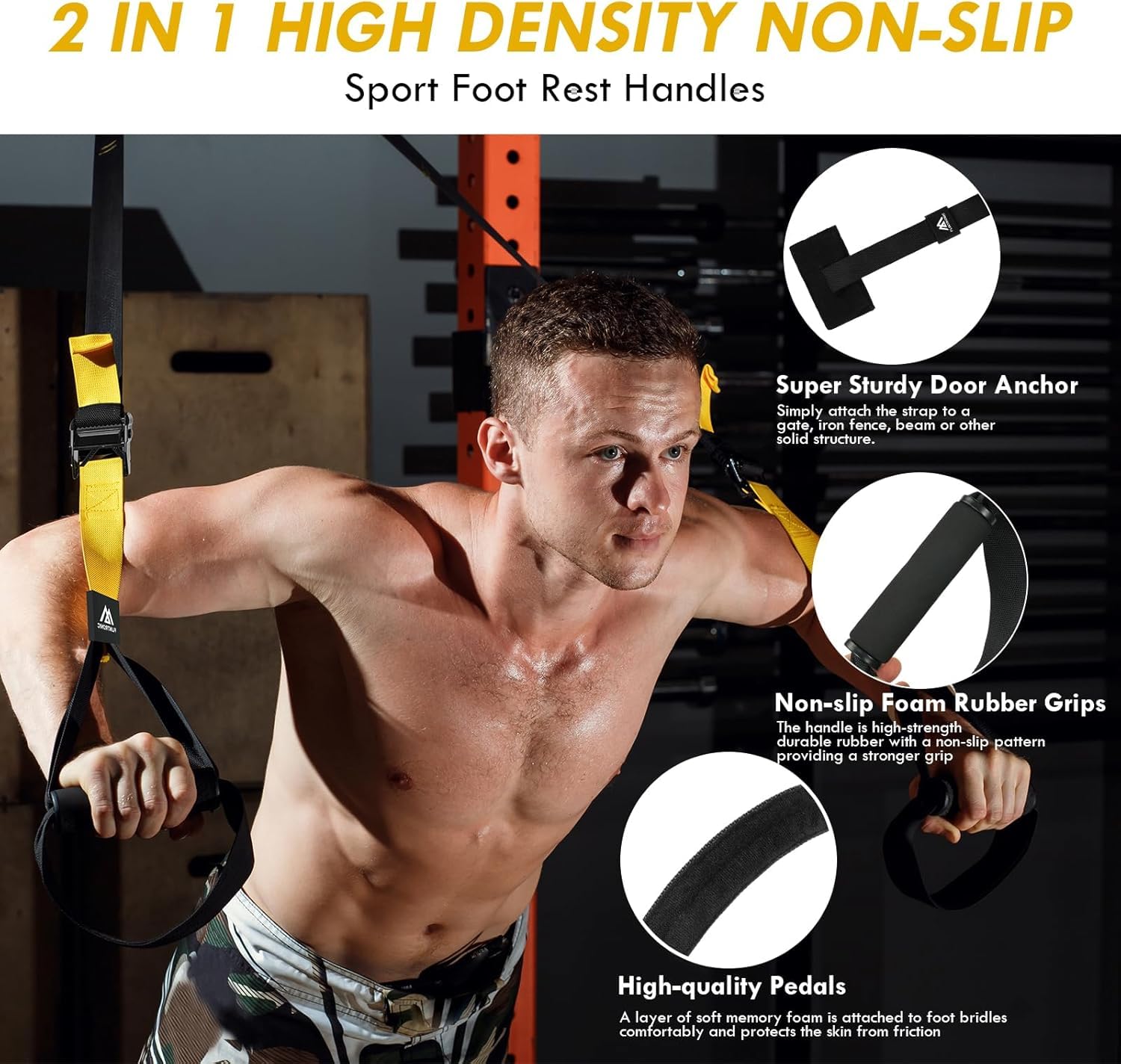 flintronic Sangles de Suspension Kit d'entraînement, Kit d'entraînement à Suspension, d'entraînement à Suspension Tout-en-Un avec Sangles Réglables pour Brûler des Graisses, Construire du Muscle