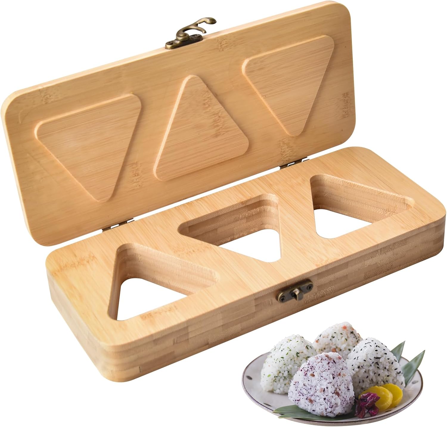 Bamboo Onigiri Mold with Lid, Handcrafted Rice Ball Press for DIY Sushi Bento, Picnic & Family Lunches – Kids' Safe Sushi Shaper for Healthy Snacks - Amazon product rated Grade B