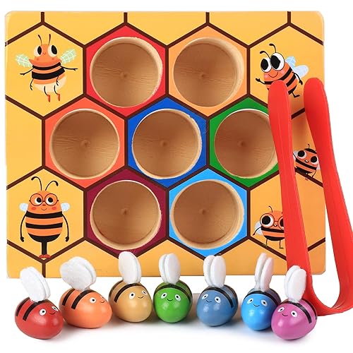 Toddler Fine Motor Skill Toy, Bee to Hive Matching Game,