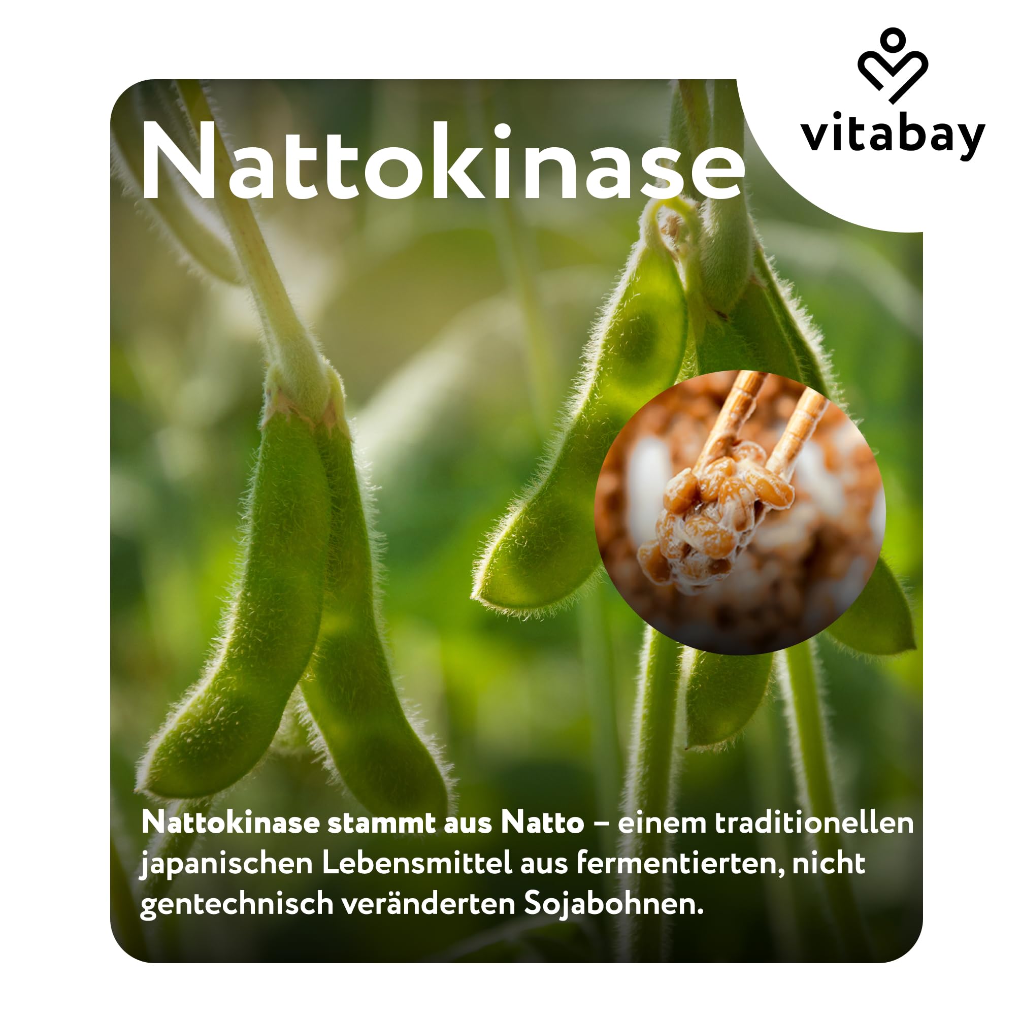 Vitabay Nattokinase 2.000 FU hochdosiert – 180 vegane Softgel-Kapseln – liposomale Nattokinase aus fermentierten Sojabohnen – ohne Vitamin K2, ohne Zusatzstoffe & laborgeprüft – Vorrat 6 Monate