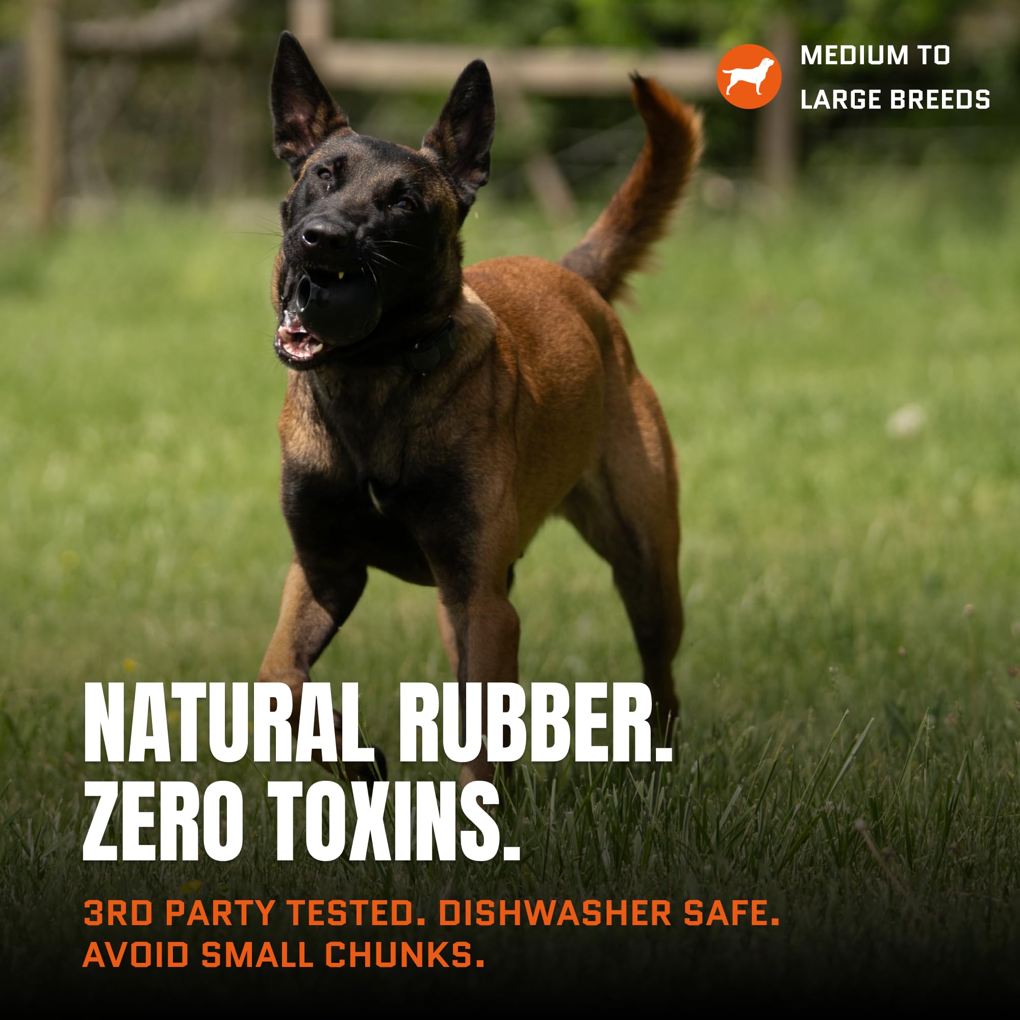Monster K9 unzerstörbarer Hundeball, robustes, strapazierfähiges Hundespielzeug für aggressive Kauer, sicherer, ungiftiger Naturkautschuk, Kauen, Trainieren und Apportieren, mittelgroße/große Rassen