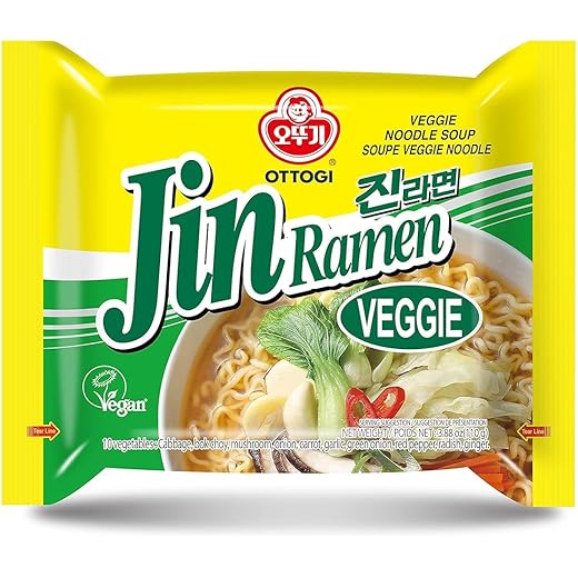 Otoki Ottogi Jin Ramen Veggie Noodle Soup ? Vegan, 3.88 oz e 110 g