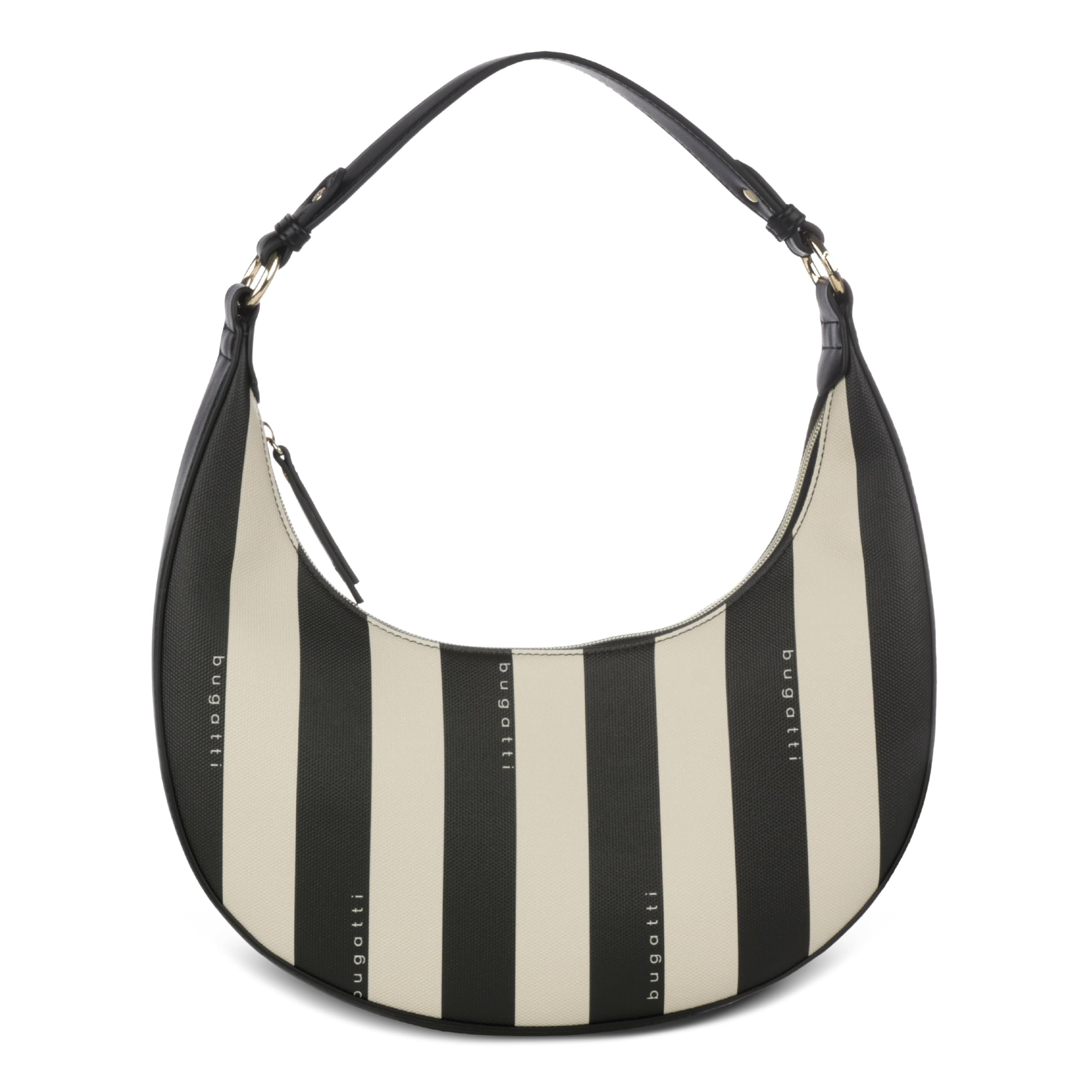 bugatti Cleo Half Moon Bag, Damen-Schultertasche aus gestreiftem Kunstleder