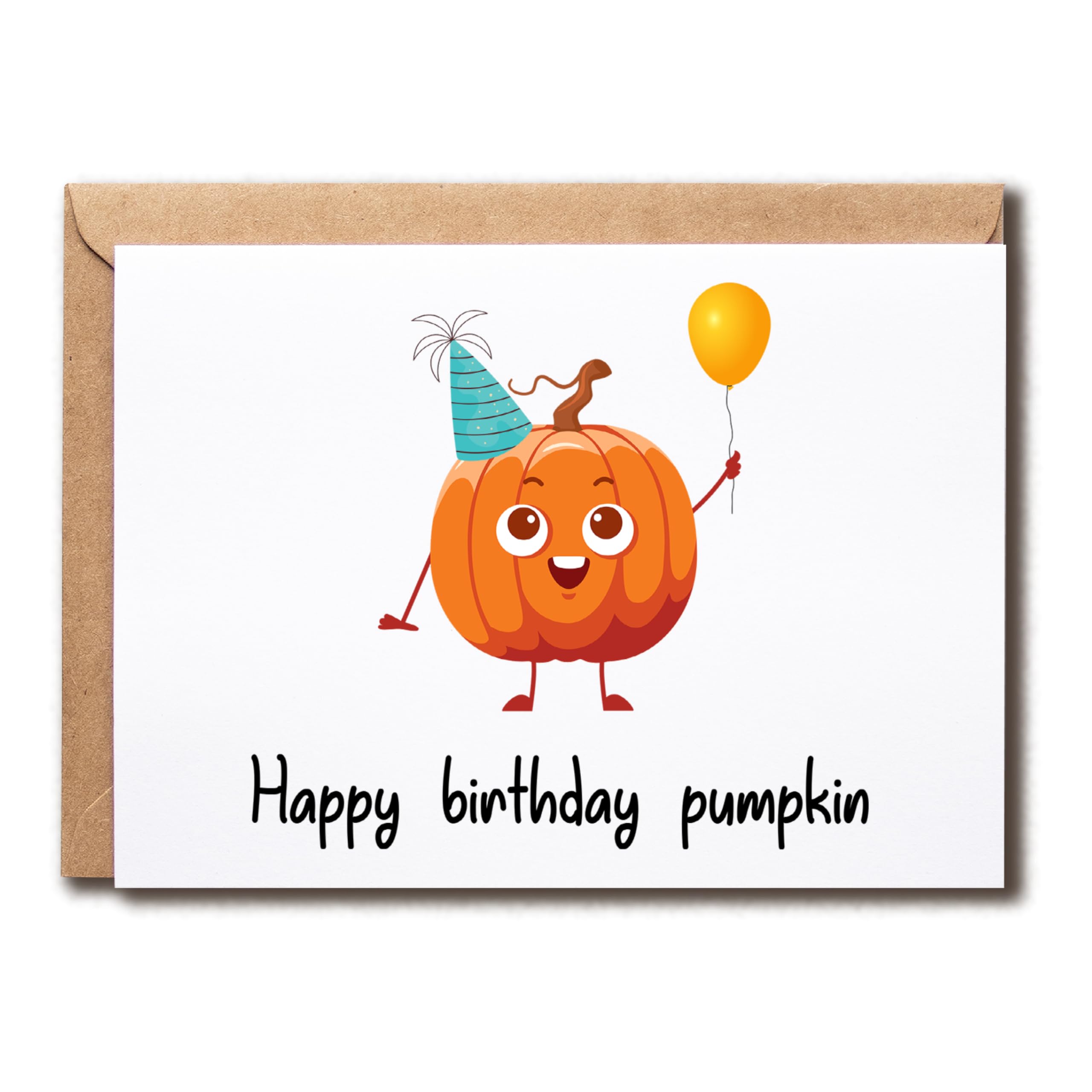 SMHGifts Happy Birthday Pumpkin Card - Pumpkin Card - Autumn Card - Cute Pumpkin Card - Greeting Card - Happy Birthday Card - Lovely Card For Friend
