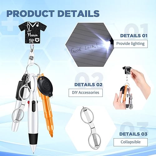 Miniatura 3 de Engrowtic 6 accesorios de insignia de enfermera que incluyen marcador permanente, resaltador, bolígrafo retráctil, clip de insignia de enfermera