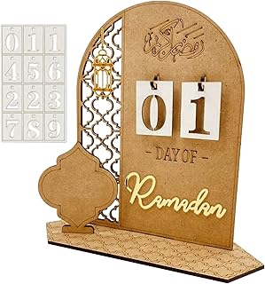 Ramadan Countdown Calendar, Ramadan Advent Calendar Wooden Countdown Calendars Decorations for Home, 30 Days Til Eid, Ramadan Gift for Kids, Ramadan and Eid Decor (A)