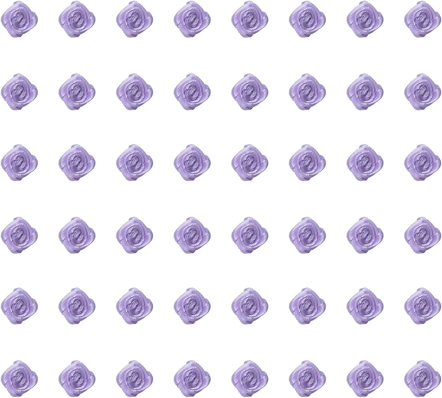 50 pcs Satin Ribbon Roses Mini Flowers Boutique Applique Sewing Embellishment Supplies for DIY Craft Project Scrapbooking Wedding Theme Parties Home Decoration (Purple)