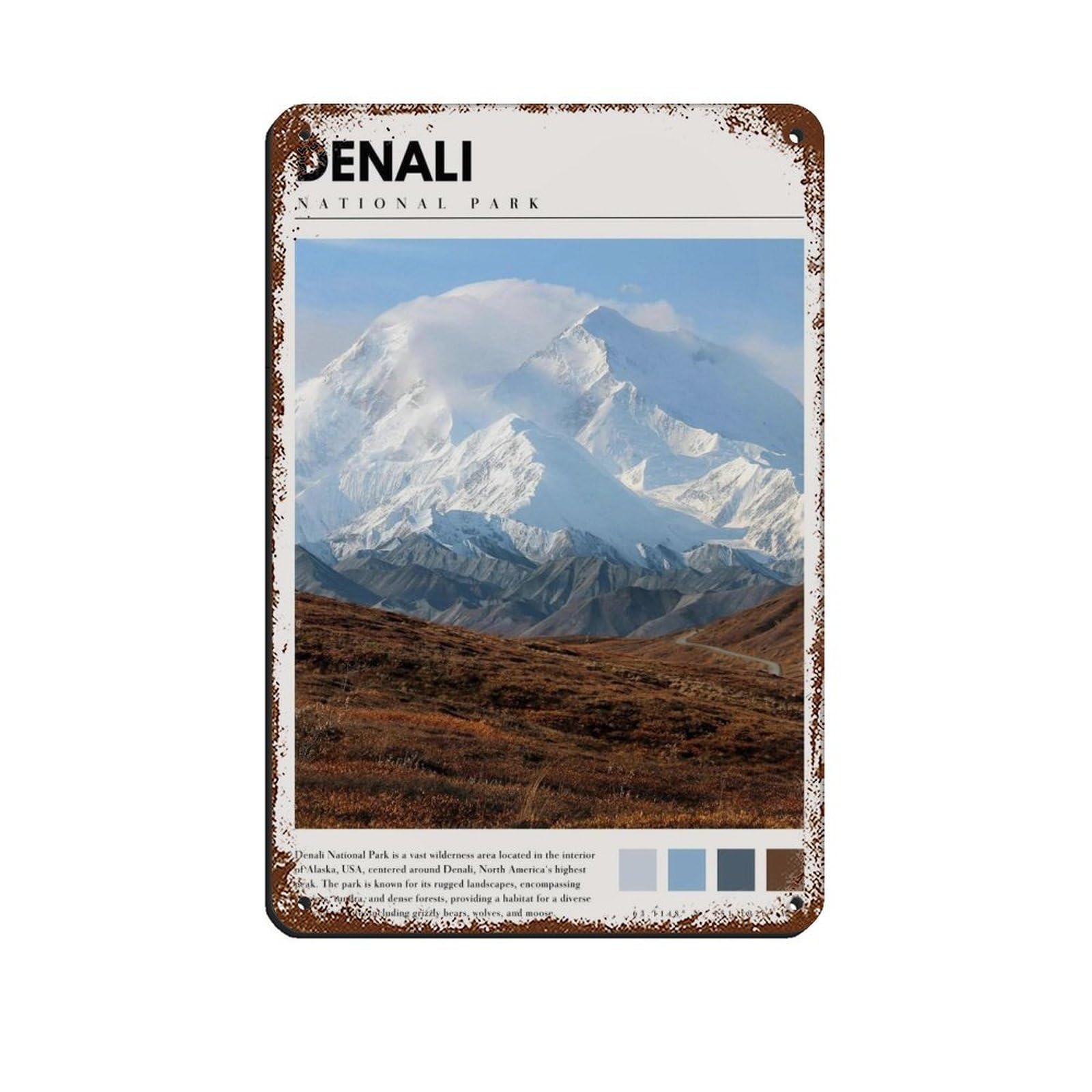 Denali National Park Denali Photography Poster Retro Poster Metal Tin Sign Chic Art Retro Iron Painting Bar People Cave Cafe Family Garage Poster Wall Decoration 8x12inch(20x30cm)