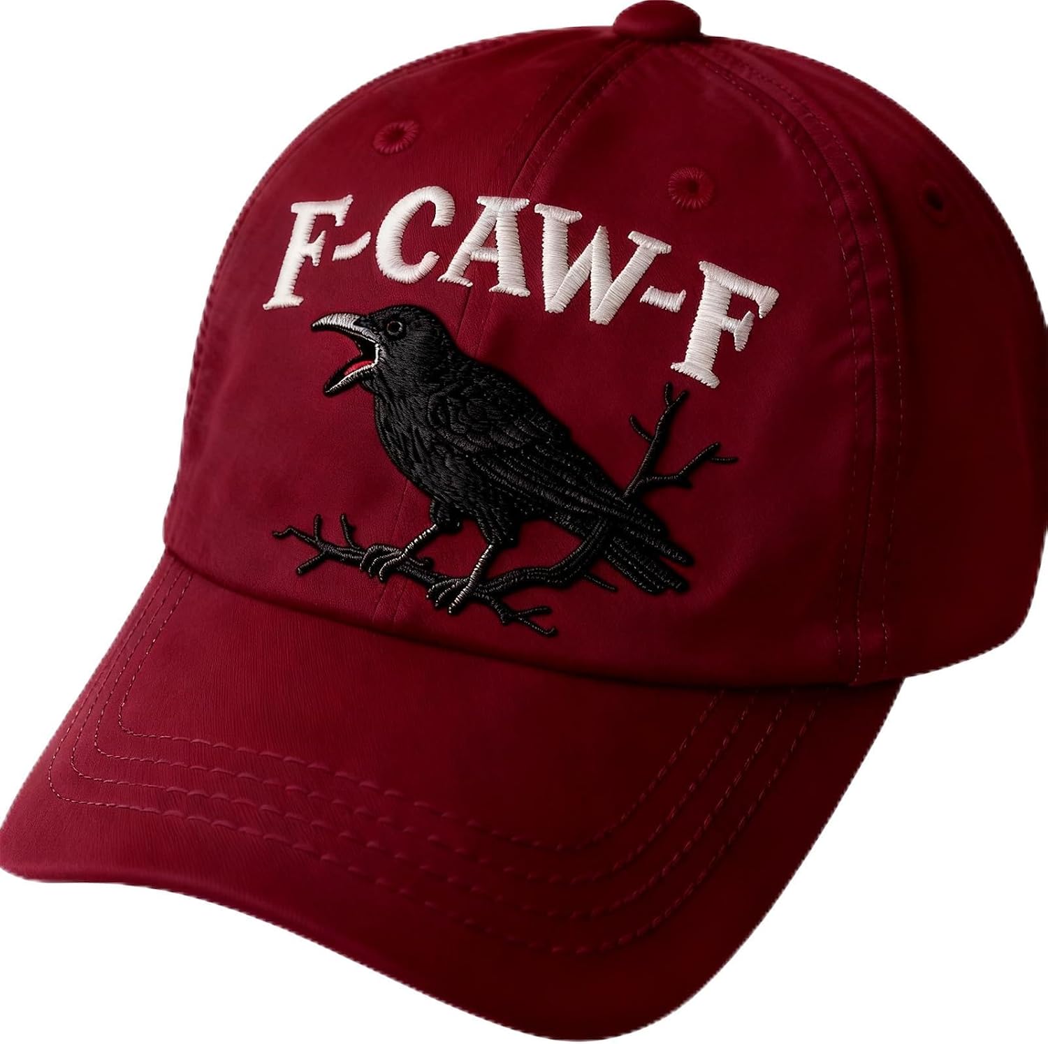 F-CAW-F Crow Embroidered Baseball Cap Funny Vintage Dad Hat Adjustable Novelty Crow Hat for Men Women Humorous Bird Lover