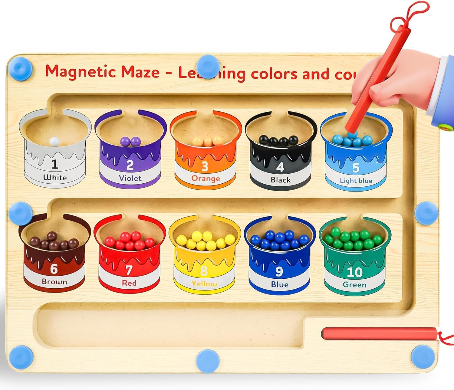Toybot Magnetic Color and Number Maze: Montessori Wooden Magnet Board Puzzle with Magnetic Pen - Fun Color Matching and Sorting Game for Kids (B0DBLCS4SK) Amazon Price History, Amazon Price Tracker