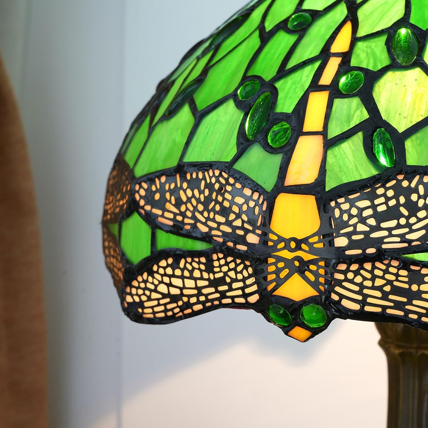 Lampa w stylu Tiffany'ego Witraż w stylu ważki Lampka nocna na biurko Lampka do czytania Wystrój Kochanka Dziewczyna Szafka nocna Sypialnia Salon Biuro w domu Komoda na biurko W12XH19 cali (i)