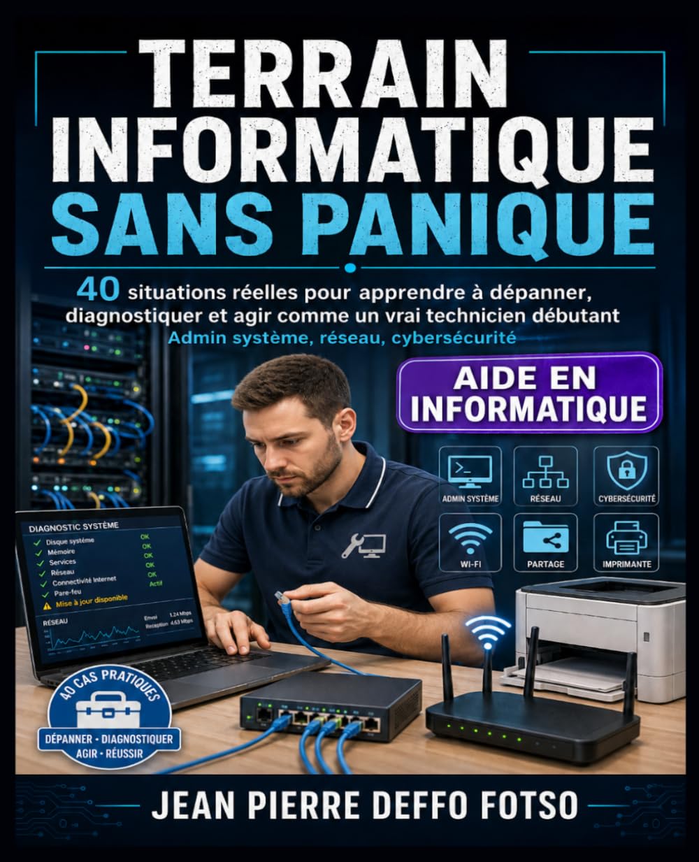 Terrain Informatique Sans Panique: 40 situations réelles pour apprendre à dépanner, diagnostiquer et agir comme un vrai technicien débutant Admin système, réseau, cybersécurité