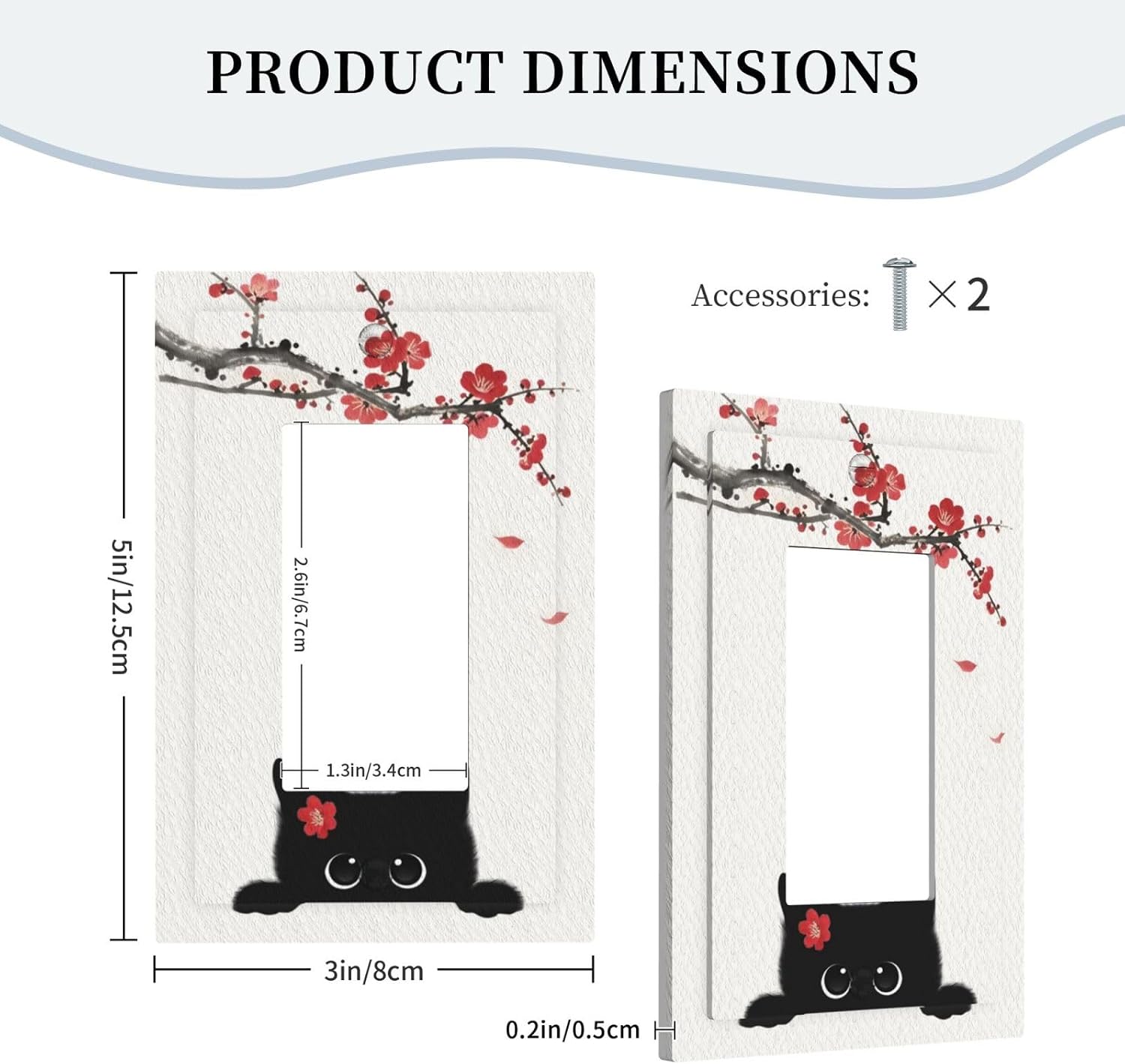Decorative Outlet Covers Cute Black Cat Plum Blossom Flower 1 Gang Rocker Light Switch Cover Plate Single Wall Plates for Electrical Outlets Switch Plate Covers Faceplate for Home Decor