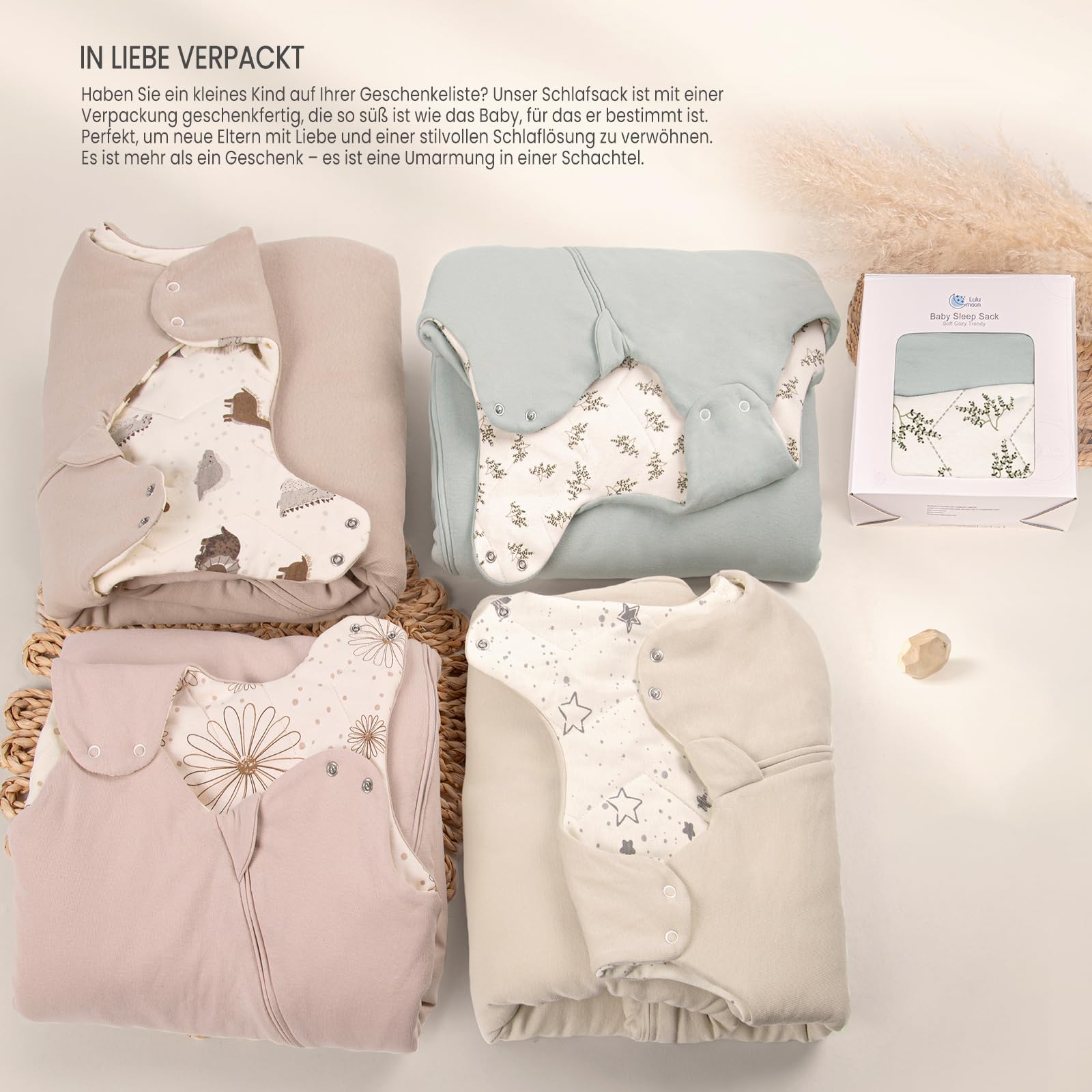 lulumoon Gigoteuse d'hiver pour bébé de 9 à 15 Mois - Tog 2,5-80 cm - Garnissage en Fibres de Polyester - 74/80 cm