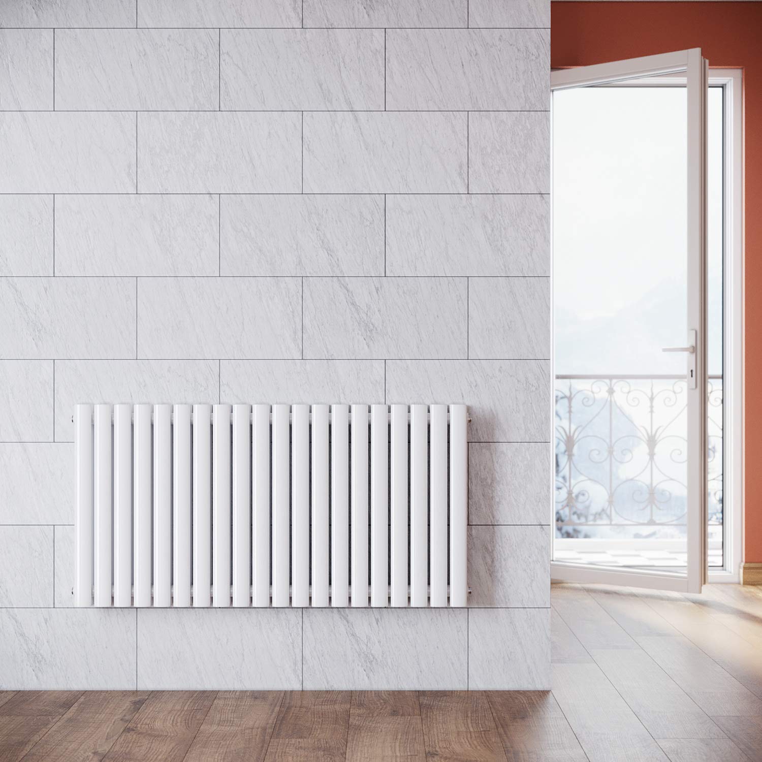 ELEGANT - Radiatore a pannello, a doppio strato, per bagno, salotto, radiatore orizzontale