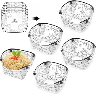 MIUPOO Collapsible Bowl Set - 4-Piece Portable Folding Mess Kit for Picnics, Camping, Lunch | Food-Grade PP, 7x5.5x3.5in Unbreakable
